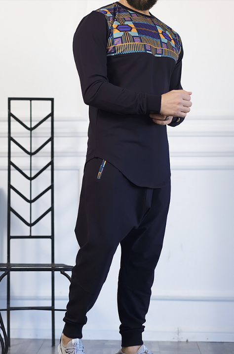 Ensemble Afro Wax - Sarouel + Sweat Col Rond - Qaba'il